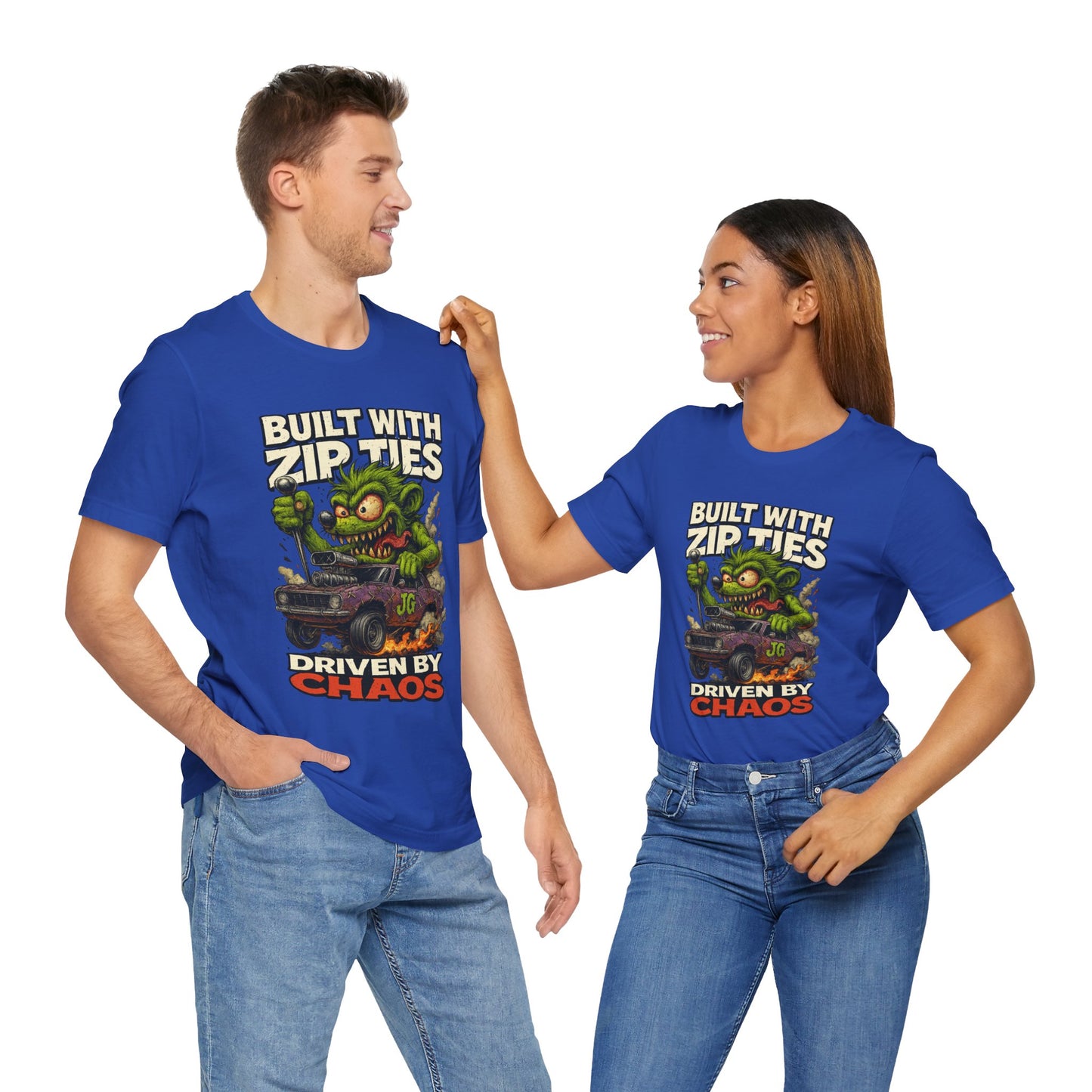 Chaos Driven Tee – Built with Zip Ties, Driven by Chaos | Jayson’s Garage