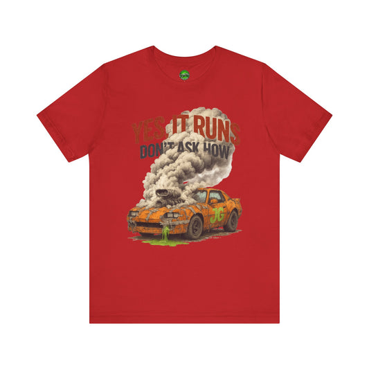 YES, IT RUNS Tee – Jayson’s Garage Edition