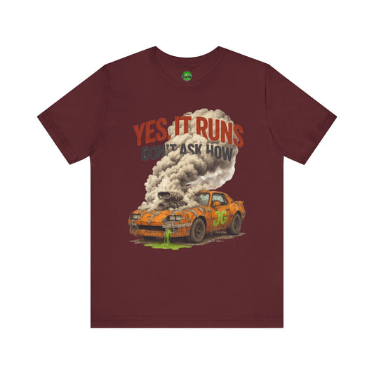 YES, IT RUNS Tee – Jayson’s Garage Edition