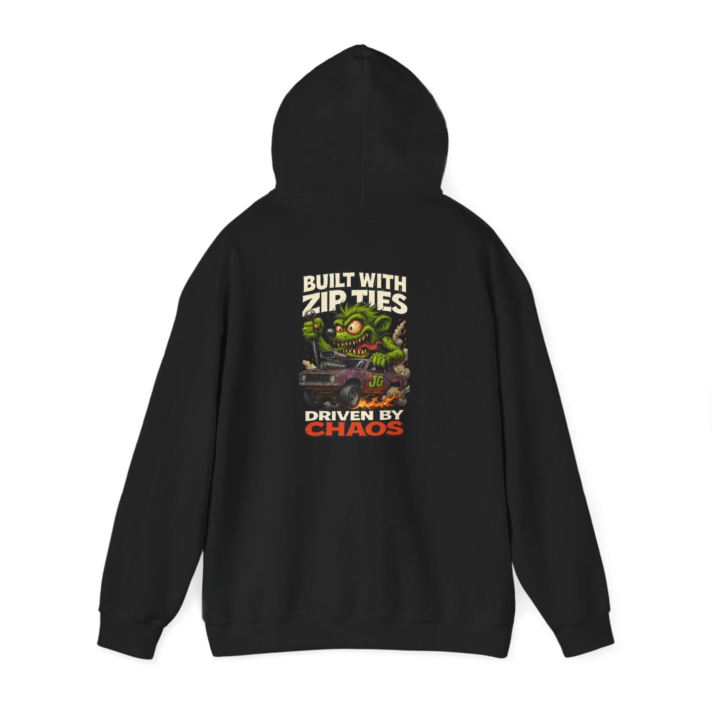 Chaos-Driven Hoodie – Built with Zip Ties, Driven by Chaos | Jayson’s Garage