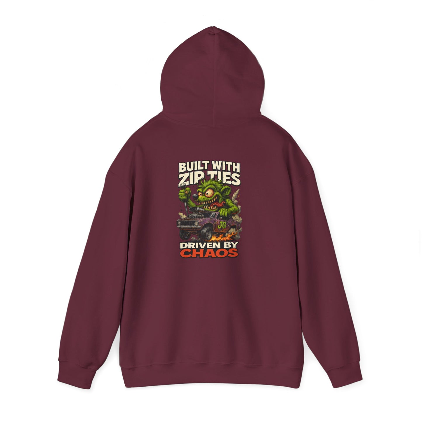 Chaos-Driven Hoodie – Built with Zip Ties, Driven by Chaos | Jayson’s Garage