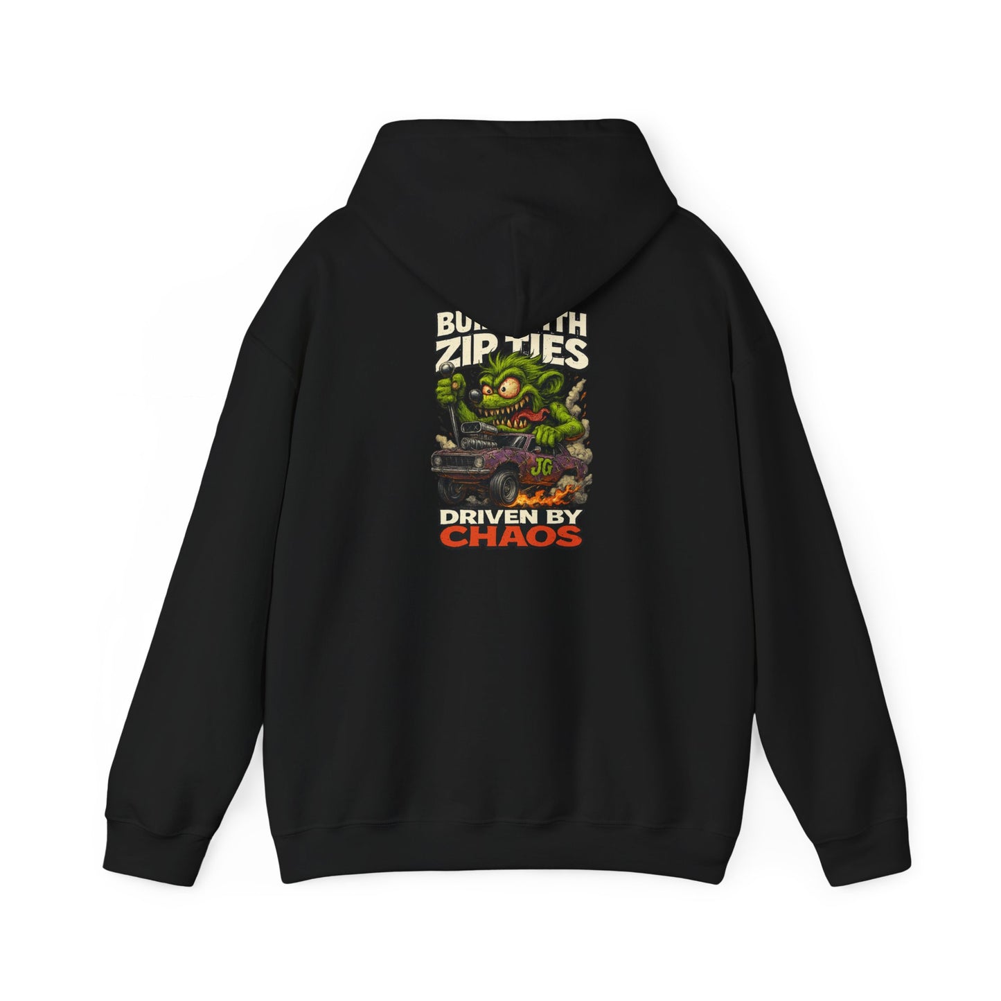 Chaos-Driven Hoodie – Built with Zip Ties, Driven by Chaos | Jayson’s Garage