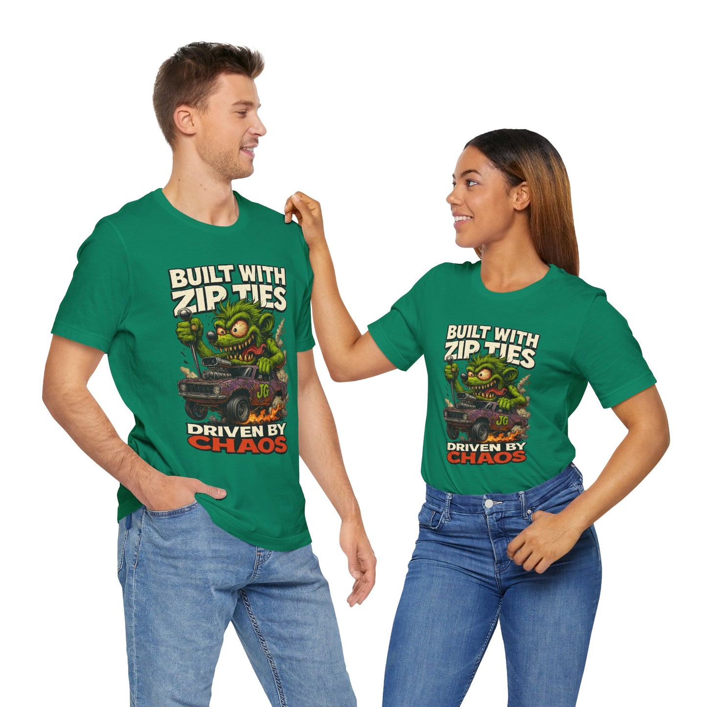 Chaos Driven Tee – Built with Zip Ties, Driven by Chaos | Jayson’s Garage