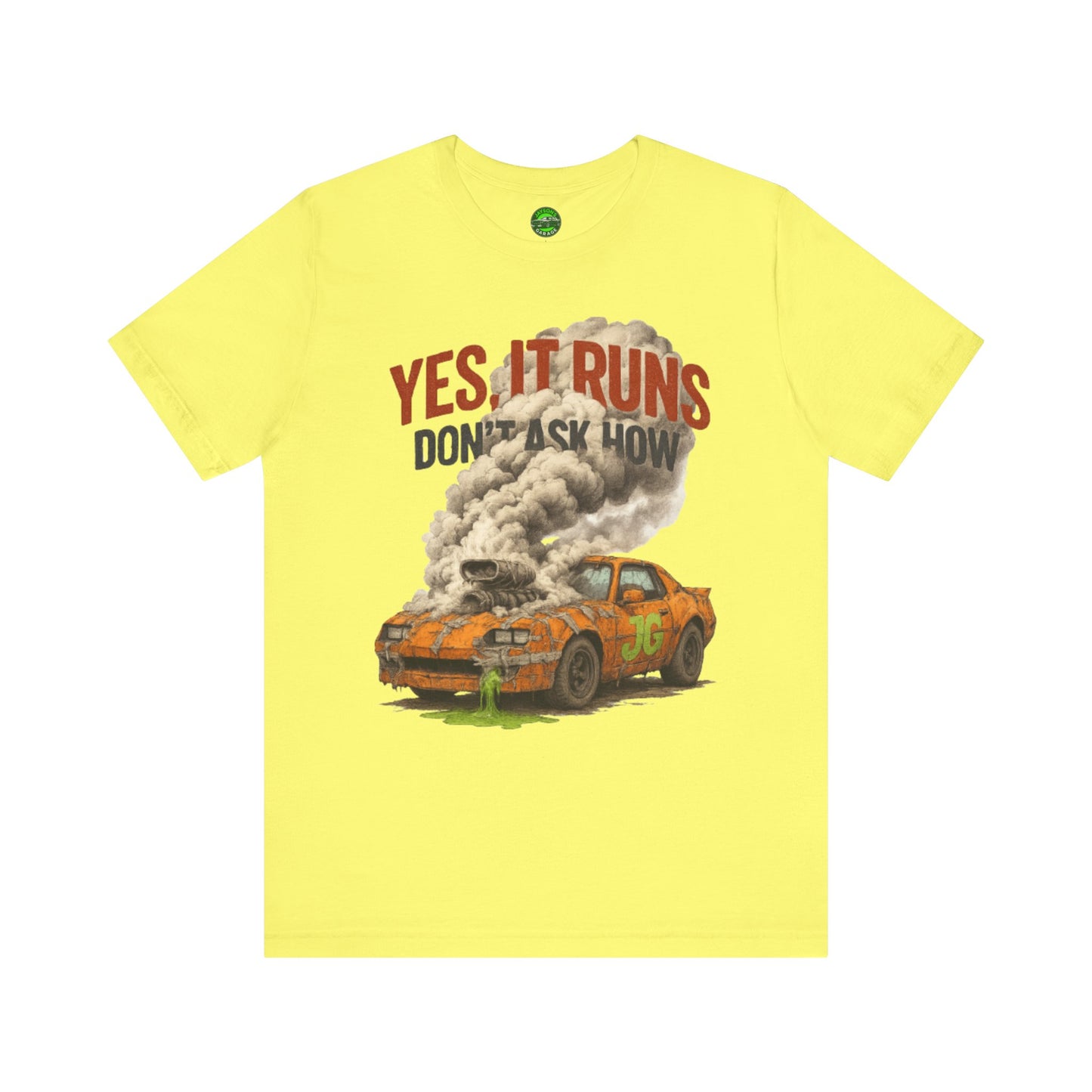 YES, IT RUNS Tee – Jayson’s Garage Edition