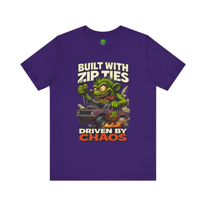 Chaos Driven Tee – Built with Zip Ties, Driven by Chaos | Jayson’s Garage