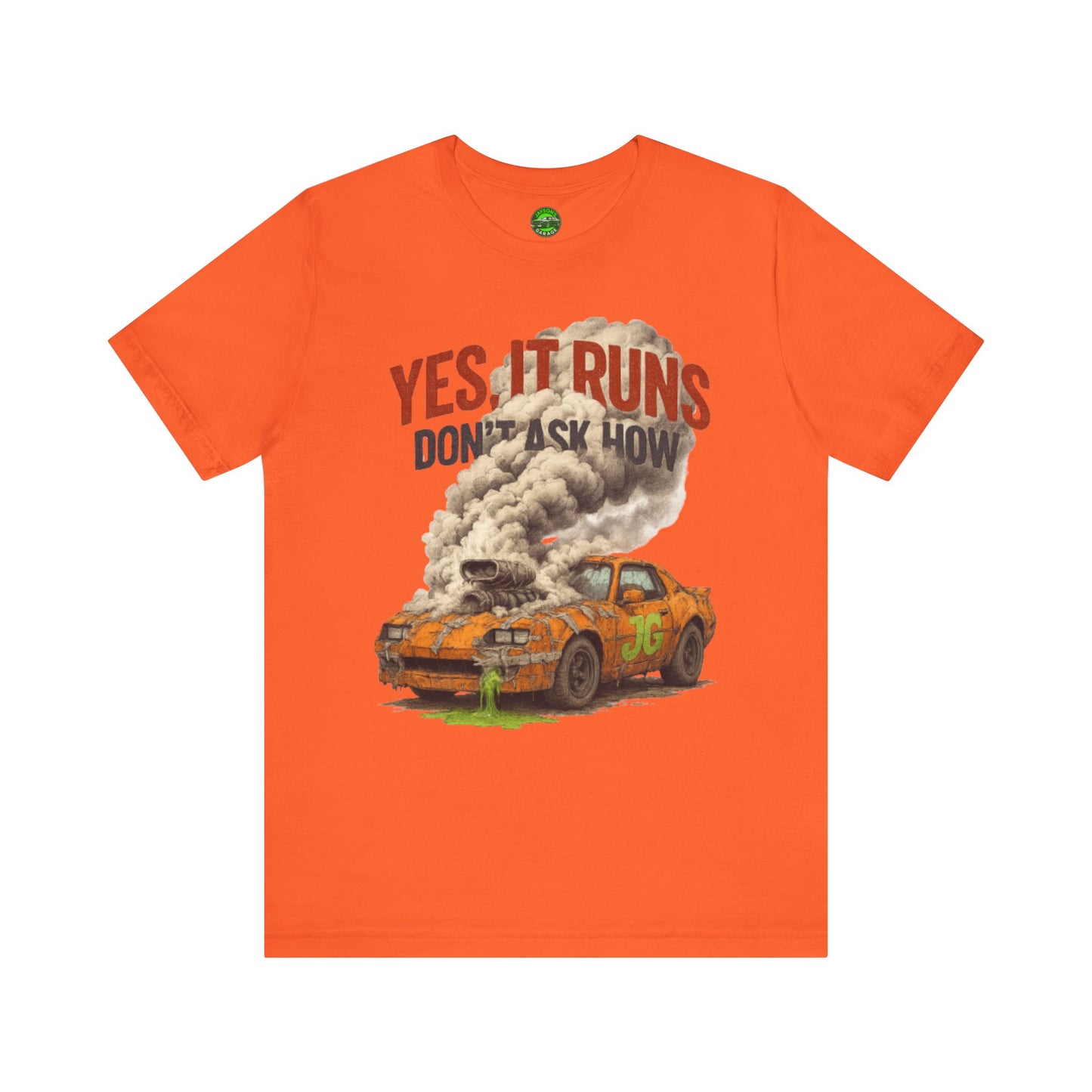 YES, IT RUNS Tee – Jayson’s Garage Edition