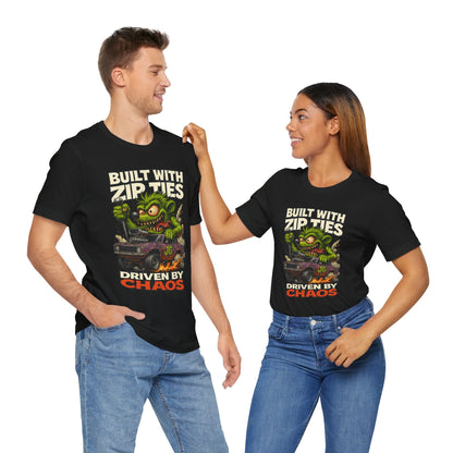 Chaos Driven Tee – Built with Zip Ties, Driven by Chaos | Jayson’s Garage