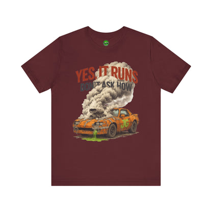 YES, IT RUNS Tee – Jayson’s Garage Edition