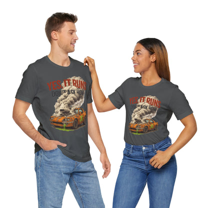 YES, IT RUNS Tee – Jayson’s Garage Edition