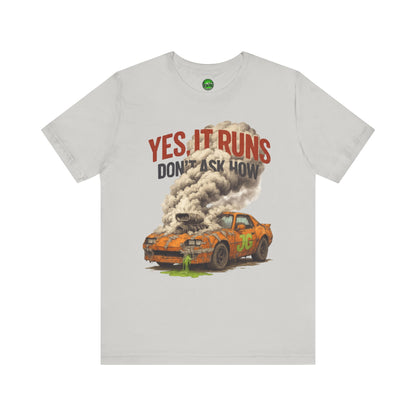 YES, IT RUNS Tee – Jayson’s Garage Edition