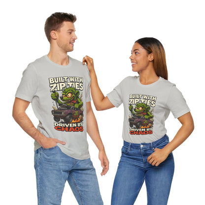 Chaos Driven Tee – Built with Zip Ties, Driven by Chaos | Jayson’s Garage