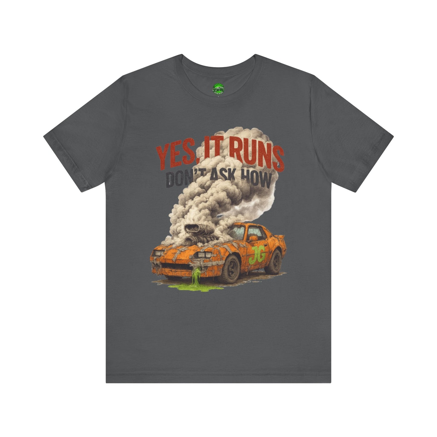YES, IT RUNS Tee – Jayson’s Garage Edition