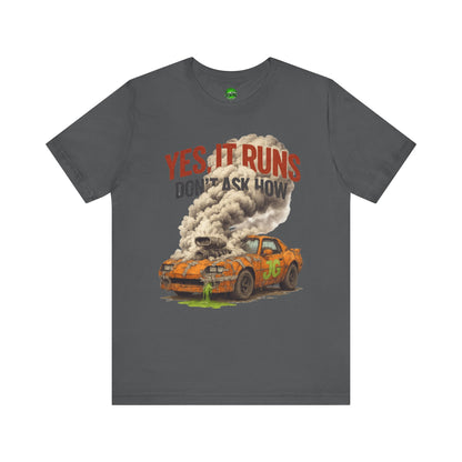 YES, IT RUNS Tee – Jayson’s Garage Edition